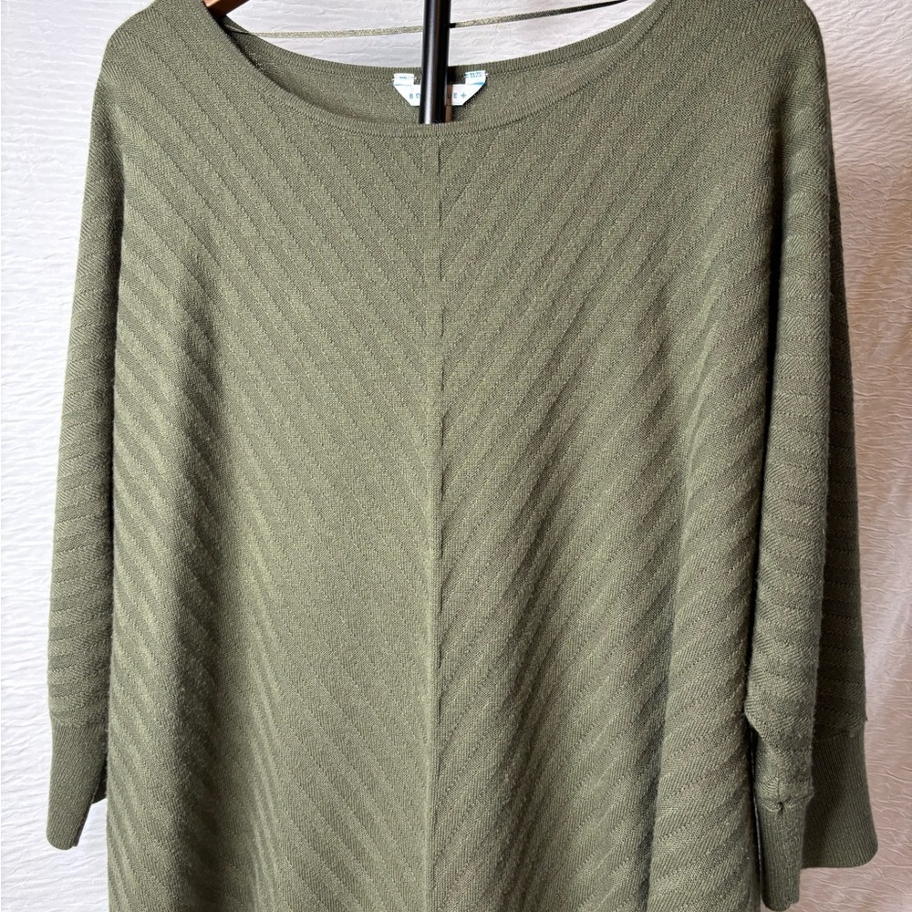 Boutique + Olive Green Crew Neck Sweater – Size 2X – Plus Size